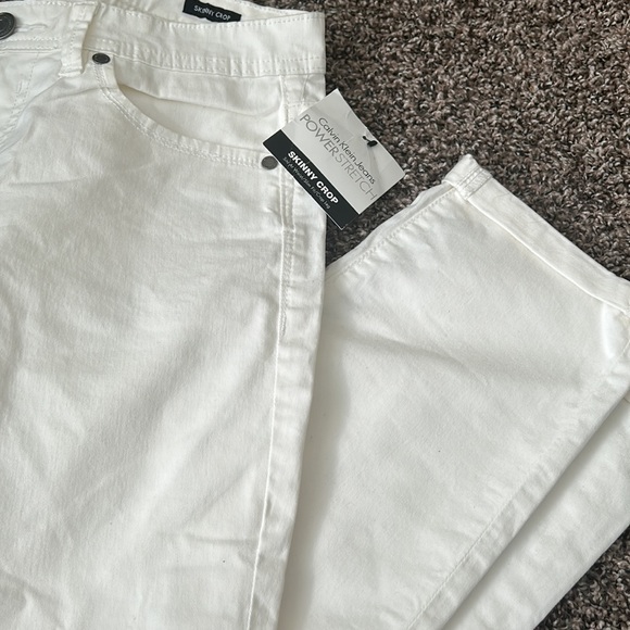 NWT Calvin Klein White Denim Jeans Skinny Crop 8 - Picture 2 of 12